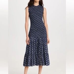 Veronica Beard Verena smocked cotton dress size 00